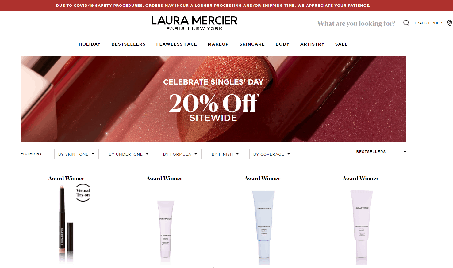 Laura Mercier折扣码2026 lauramercier官网双十一精选美妆无门槛8折促销部分低至6折
