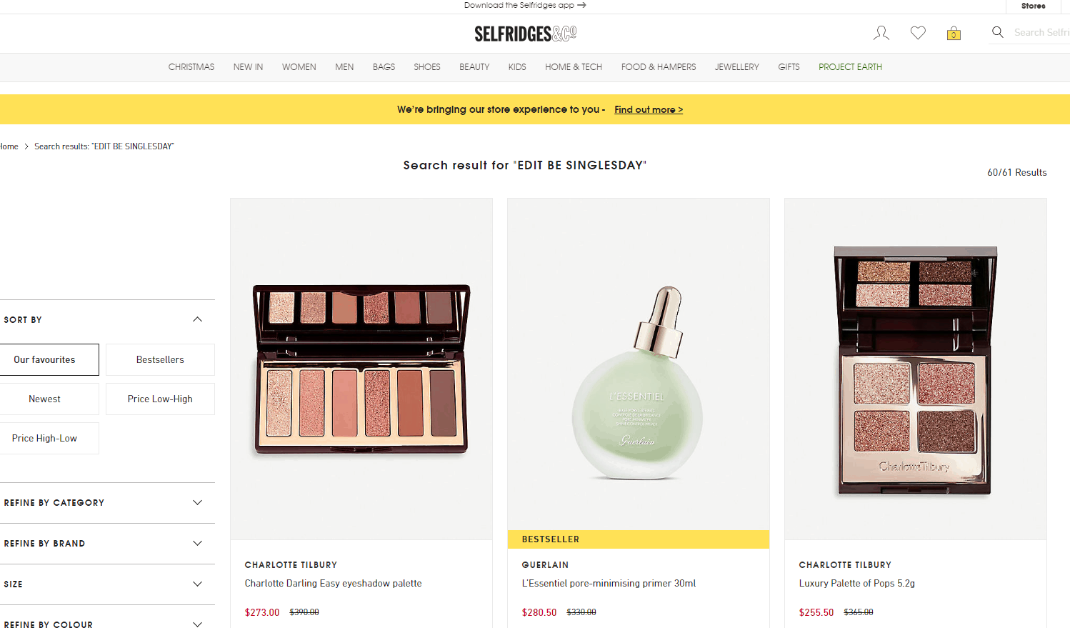 Selfridges优惠码2026 塞尔福里奇百货公司精选YSL、娇兰等美妆低至7折促销支持直邮港澳