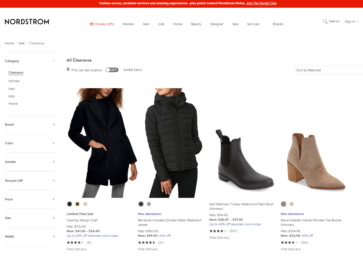 Nordstrom折扣码2026 nordstrom清仓区精选热门品牌服饰鞋包低至4折 + 额外7.5折美境免邮