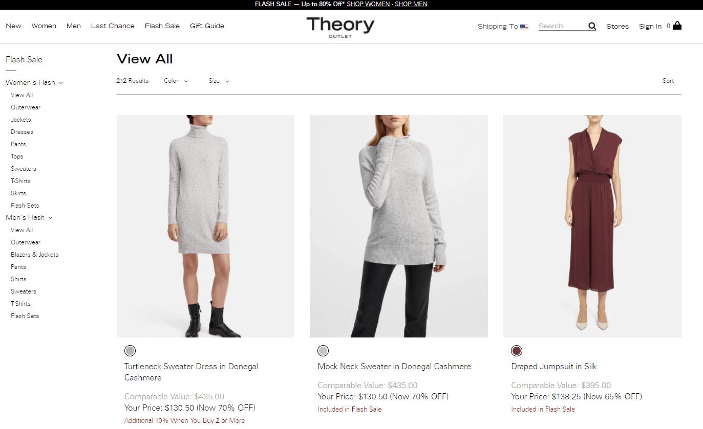 Theory折扣码2026 theory官网outlet区精选服饰低至2折+买2件额外9折促销美国免邮