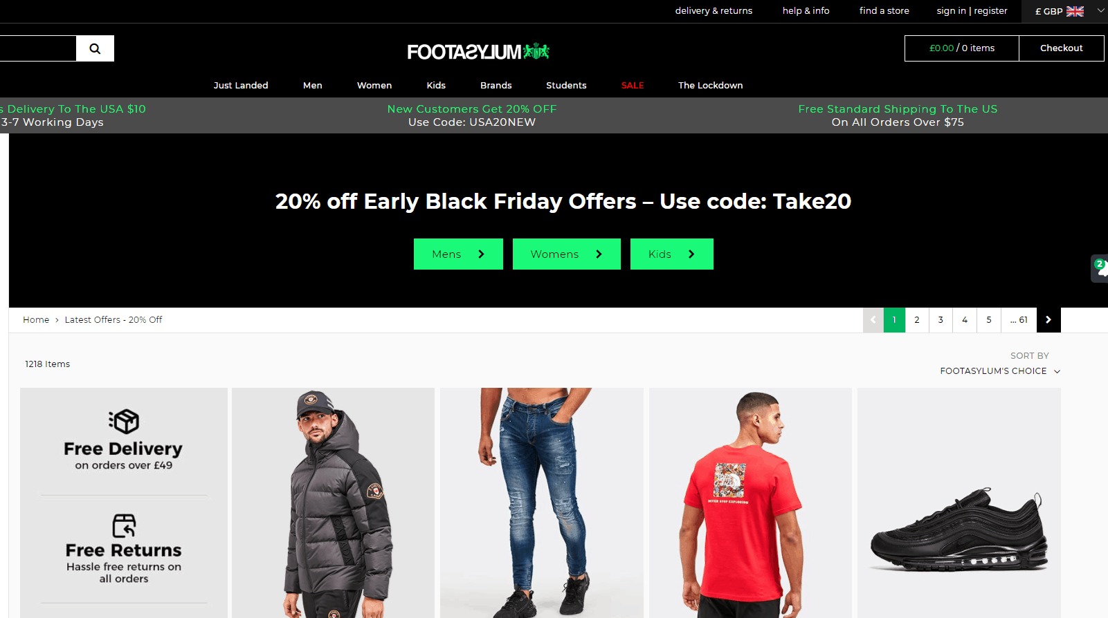 Footasylum优惠码2026 footasylum英国官网精选商品8折特卖满额免邮