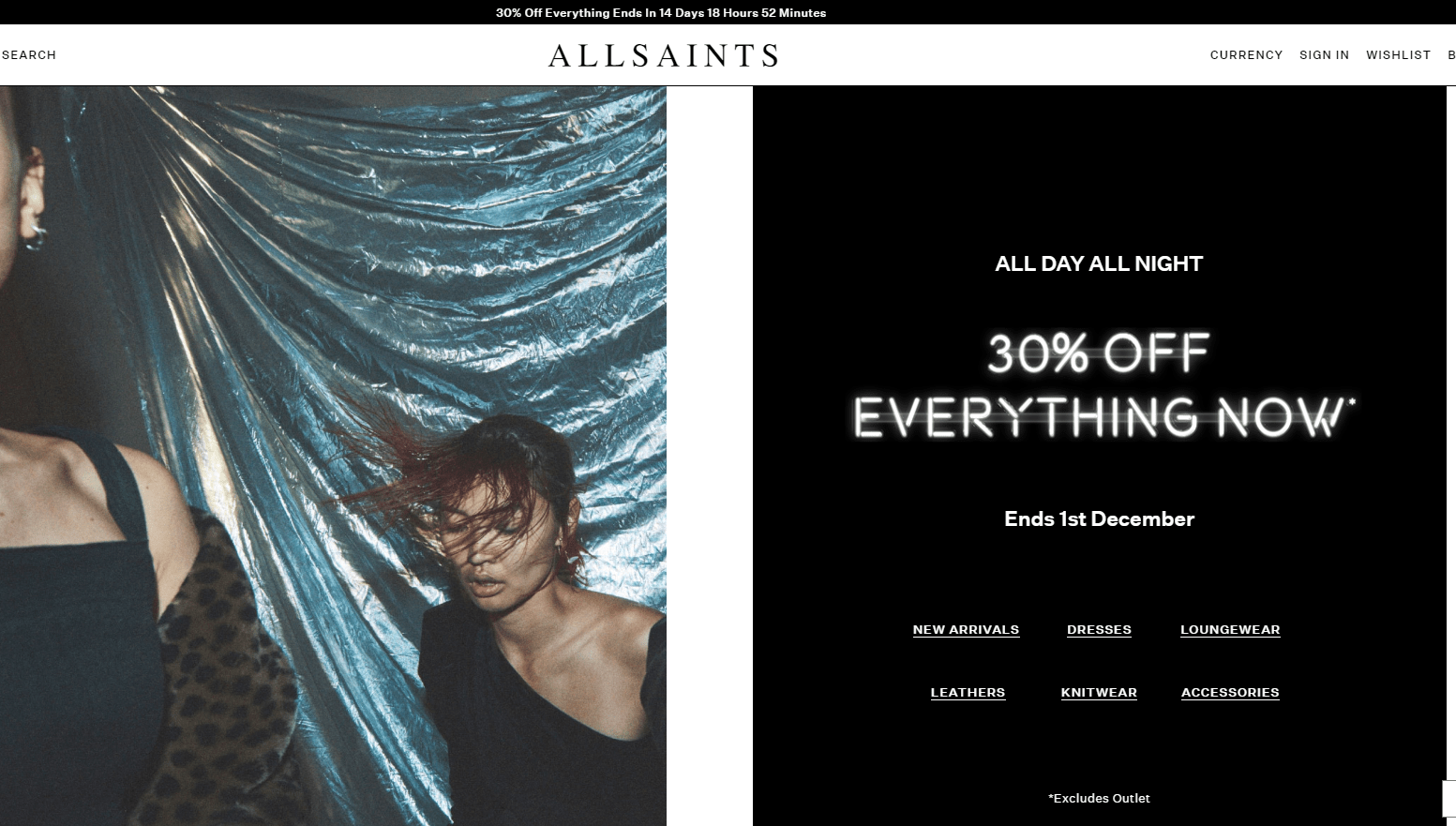 AllSaints折扣码2026 All saints英国官网现有全场商品7折促销满额免邮