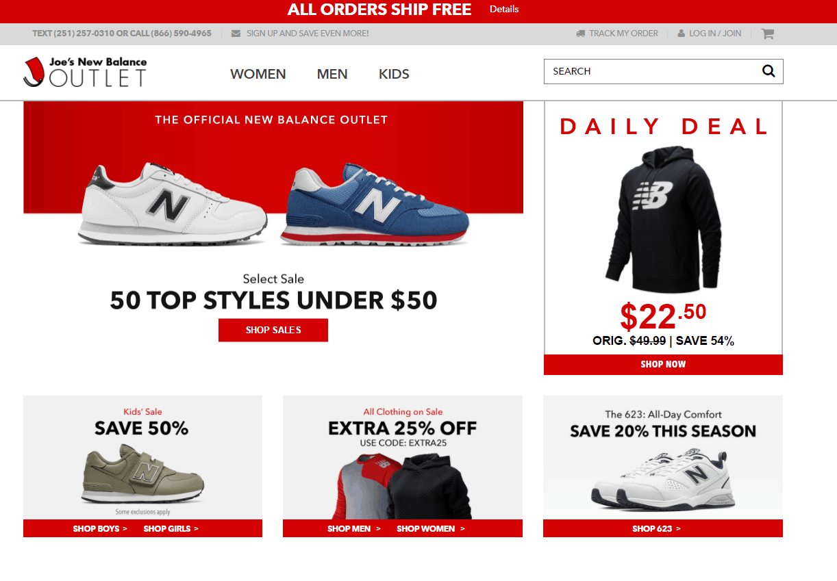 Joes New Balance Outlet折扣码2026 New Balance精选50款鞋封顶+折扣区服饰额外75折促销美境免邮