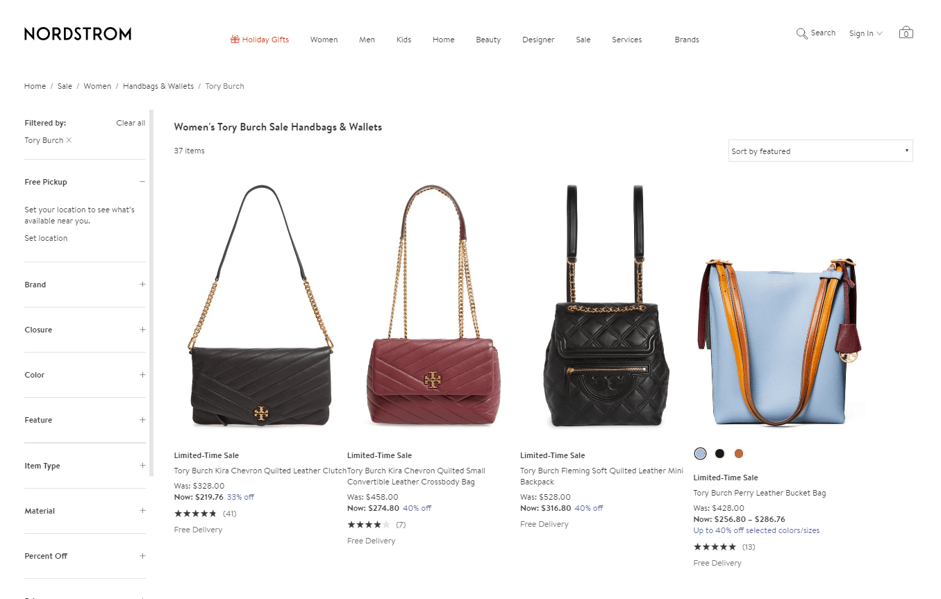 Nordstrom优惠码2026 nordstrom现有几款TORY BURCH包包低至6折促销多款降价