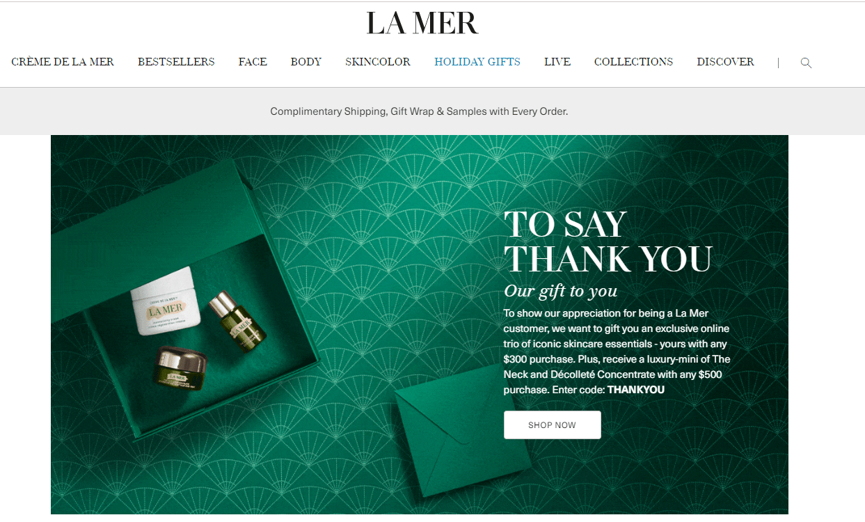 La Mer优惠码2026 海蓝之谜美国官网满0送护肤3件套+满0送15ml颈霜