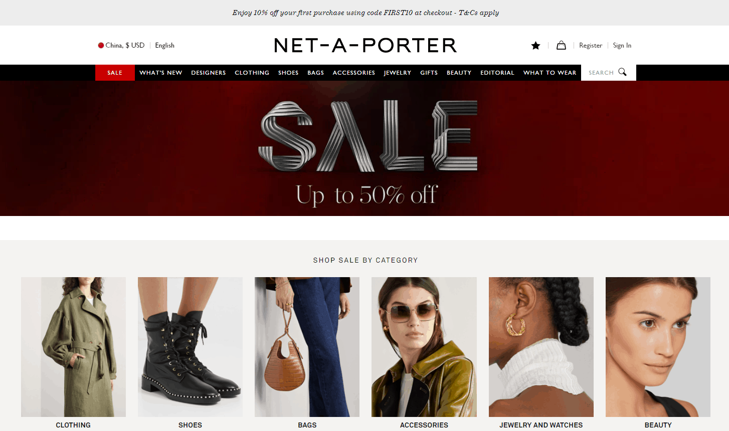 NET-A-PORTER折扣码2026 net a porter亚太站全站低至5折促销满额免邮