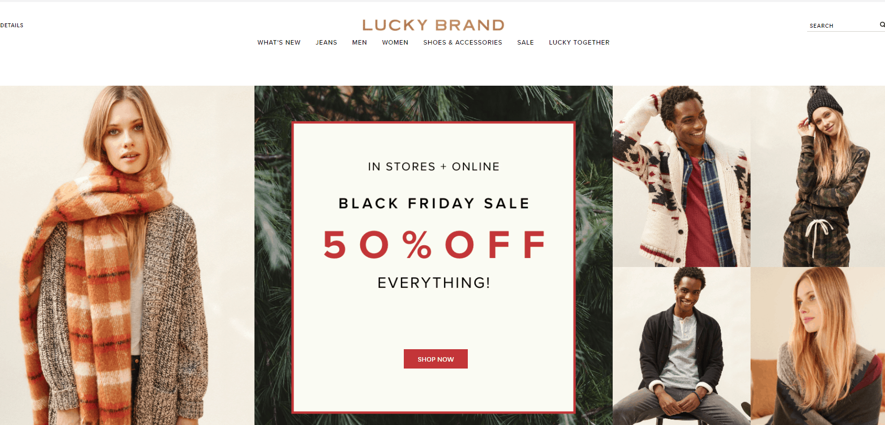 Lucky Brand优惠码2026 luckybrand黑五大促全场商品5折促销美境免邮