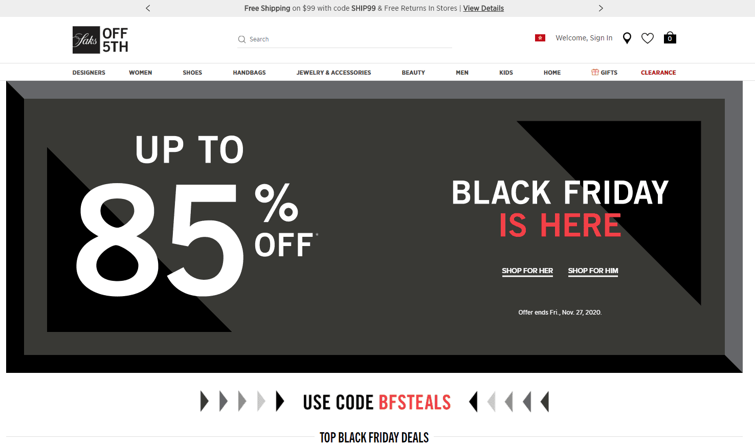 Saks Off 5th优惠码2026 saksoff5th现有时尚品牌最低额外5折满额免邮