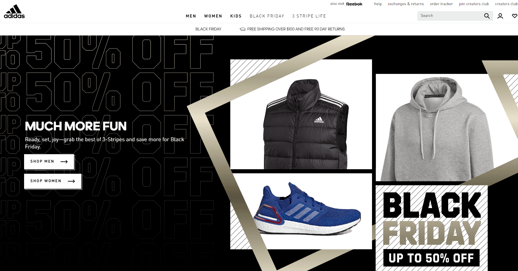Adidas折扣码2026 阿迪达斯美国官网黑五大促全场商品低至5折促销美境免邮