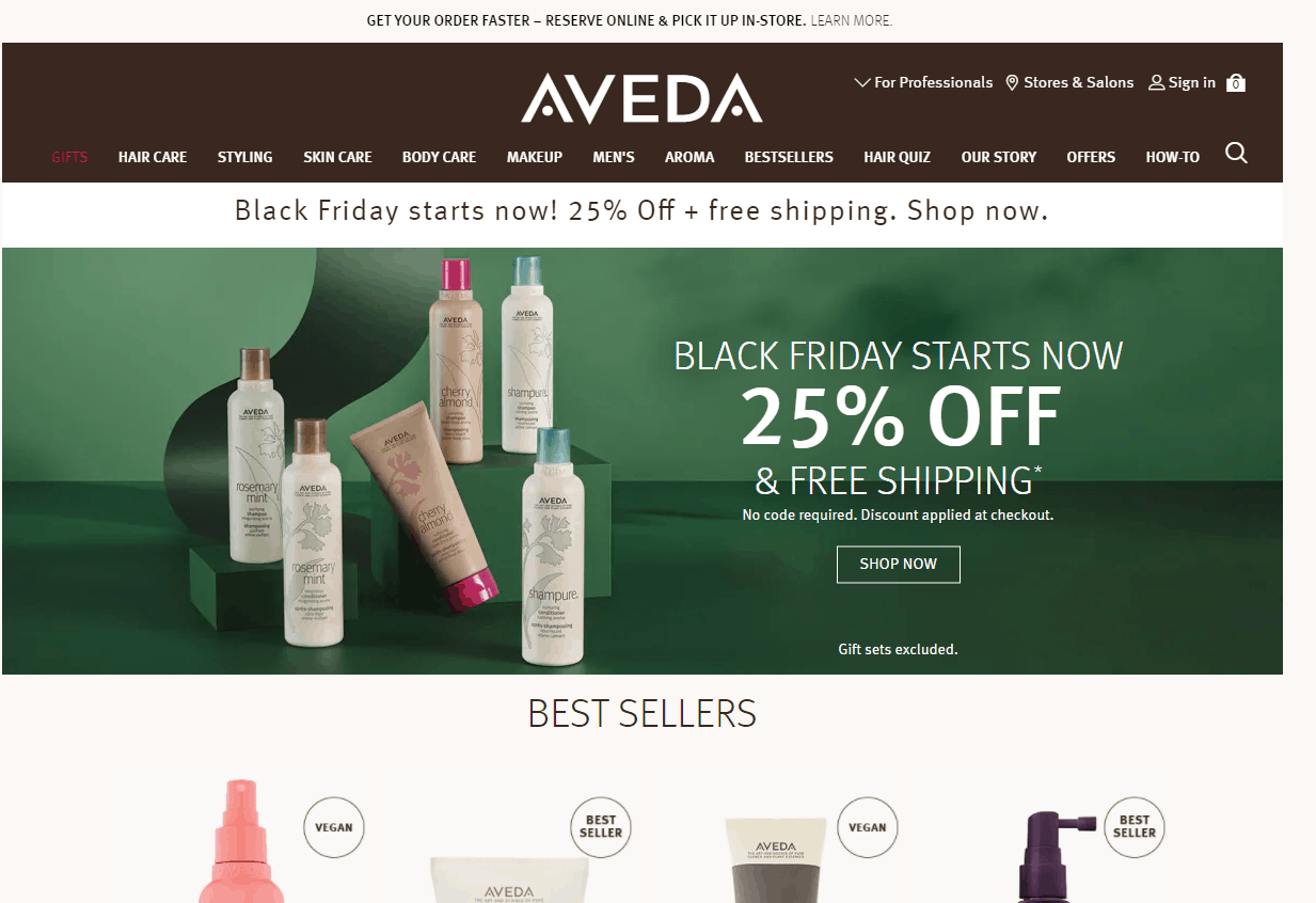 Aveda折扣码2026 aveda官网有黑五全场洗护、美妆无门槛75折促销美国免邮
