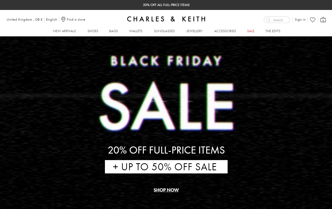 Charles Keith优惠码2026 小ck英国官网精选商品低至5折+正价商品8折促销需转运