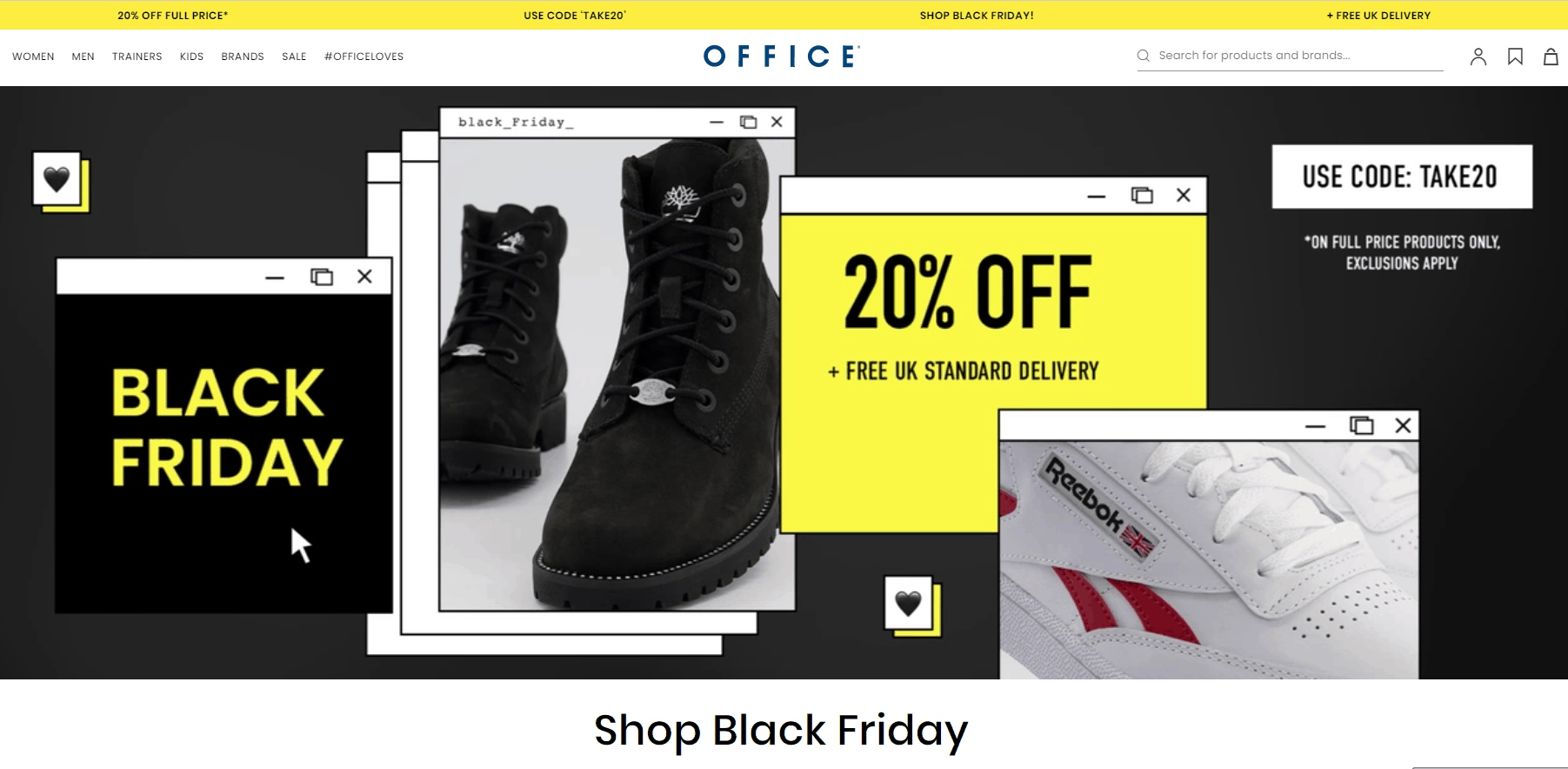 Office Shoes优惠码2026 OfficeShoes黑五大促全场正价商品8折促销英国免邮
