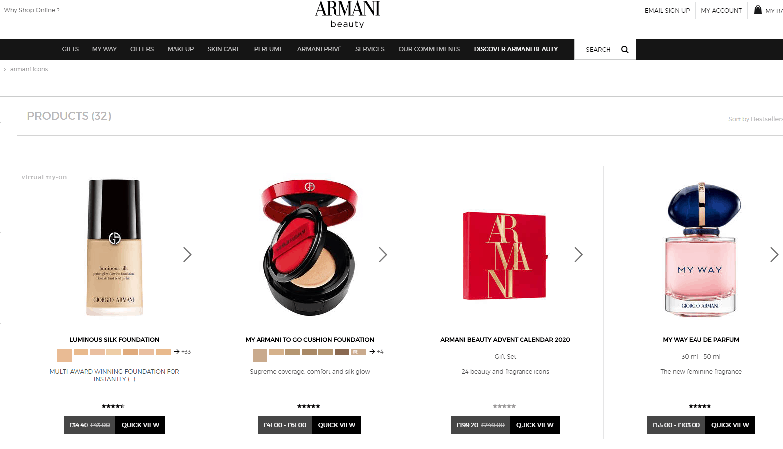 Giorgio Armani Beauty优惠码2026 阿玛尼英国官网全场8折促销英国免邮