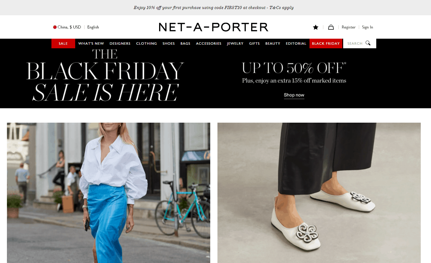 NET-A-PORTER优惠码2026 net a porter亚太站黑五大促全站低至5折促销部分商品可叠加额外85折