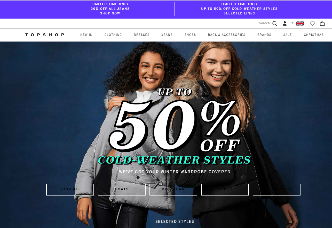 Topshop优惠码2026 topshop英国官网精选商品低至5折促销直邮中国