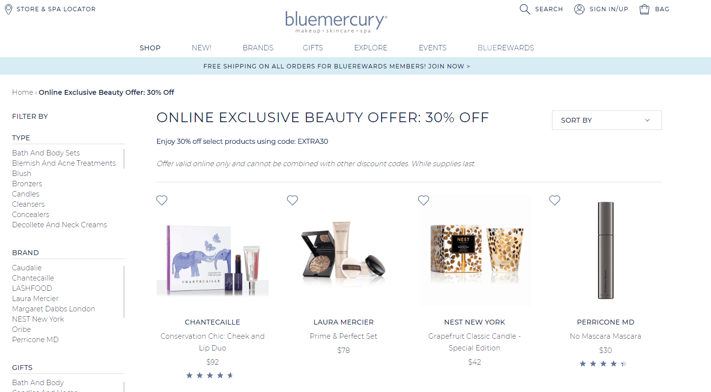 Bluemercury优惠码2026 bluemercury官网精选护肤限定套装低至7折促销满赠9件套礼包