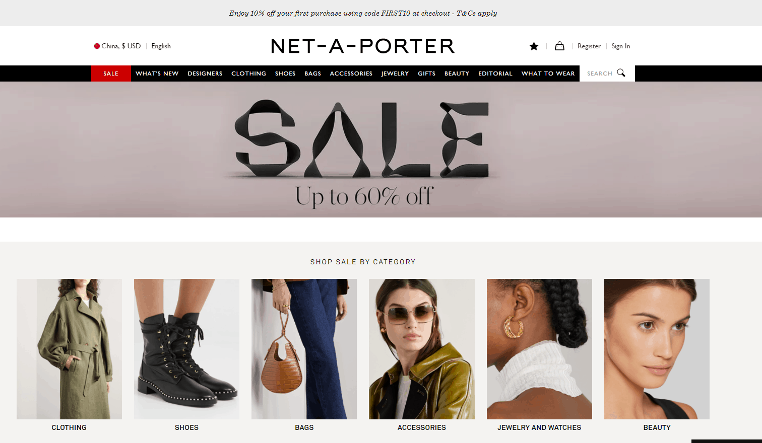 NET-A-PORTER折扣码2026 net a porter亚太站年末大促全站低至4折促销满额免邮