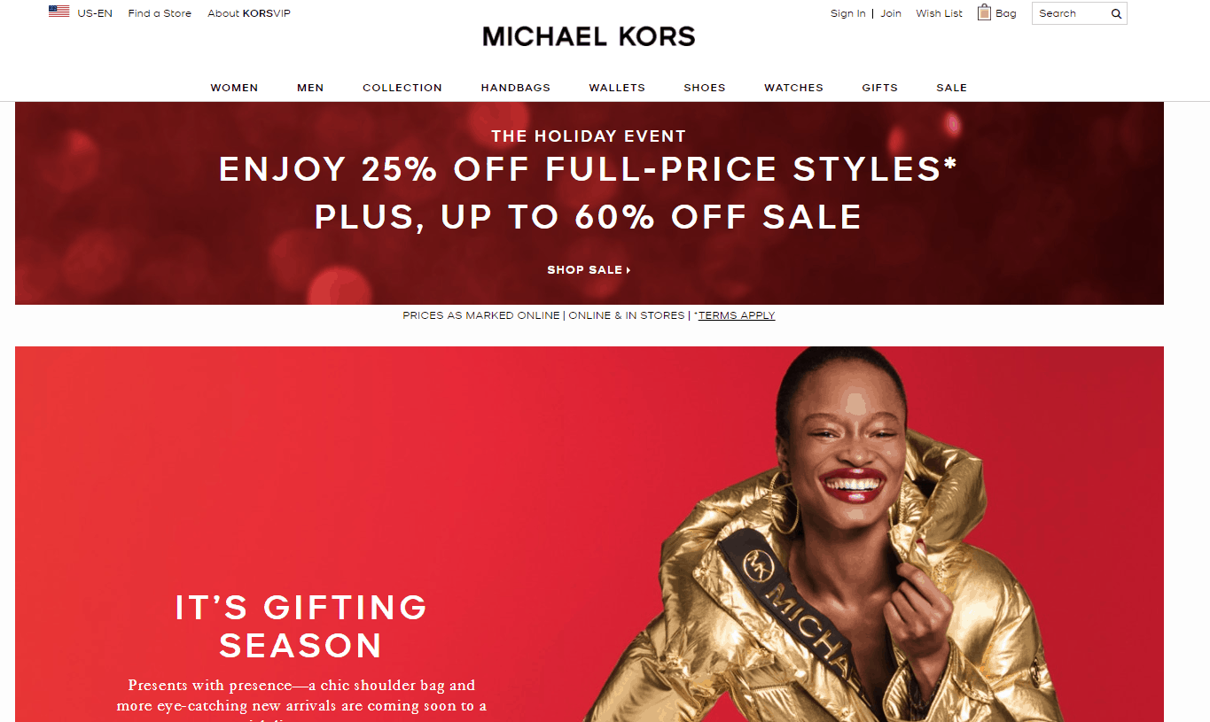 Michael Kors折扣码2026 michaelkors美国官网正价包袋75折+折扣区低至4折美境免邮