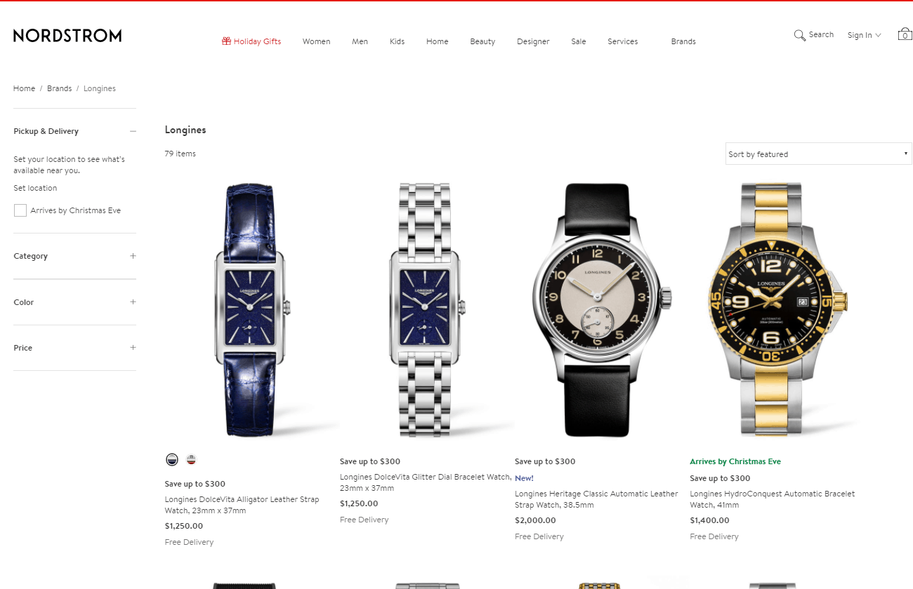 Nordstrom折扣码2026 nordstrom有LONGINES浪琴手表最高满1200立减0促销低至国内6折