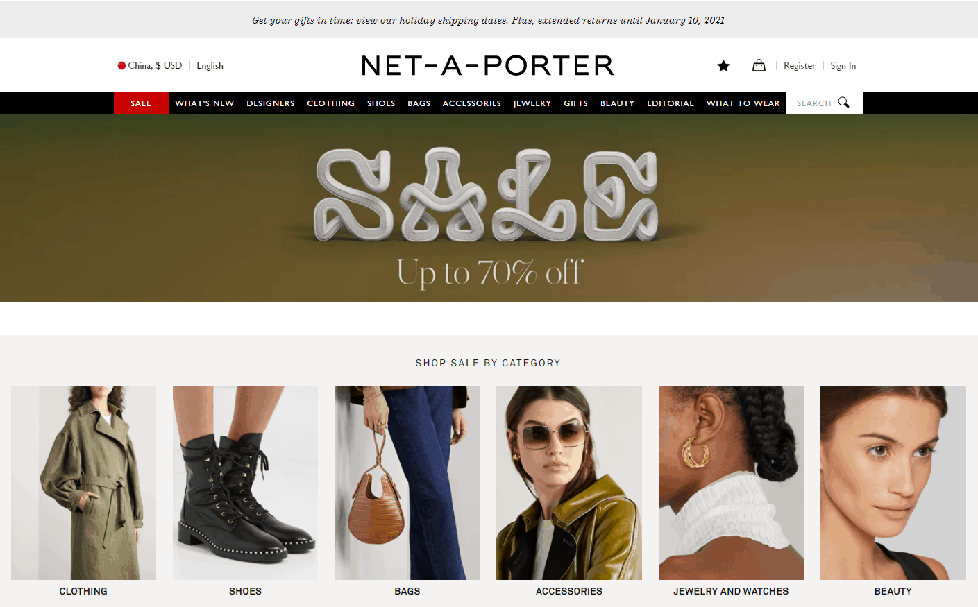NET-A-PORTER优惠码2026 net a porter亚太站年末大促精选商品低至3折促销满额免邮