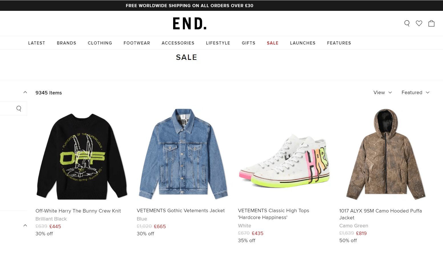 End Clothing折扣码2026 END.年终大促精选商品低至5折促销支持直邮