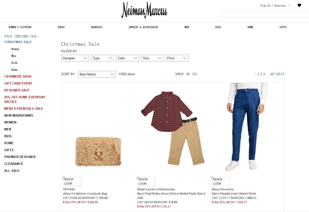 Neiman Marcus优惠码2026 NM尼曼现有MCM、Tory Burch等时尚产品额外75折促销美境免邮