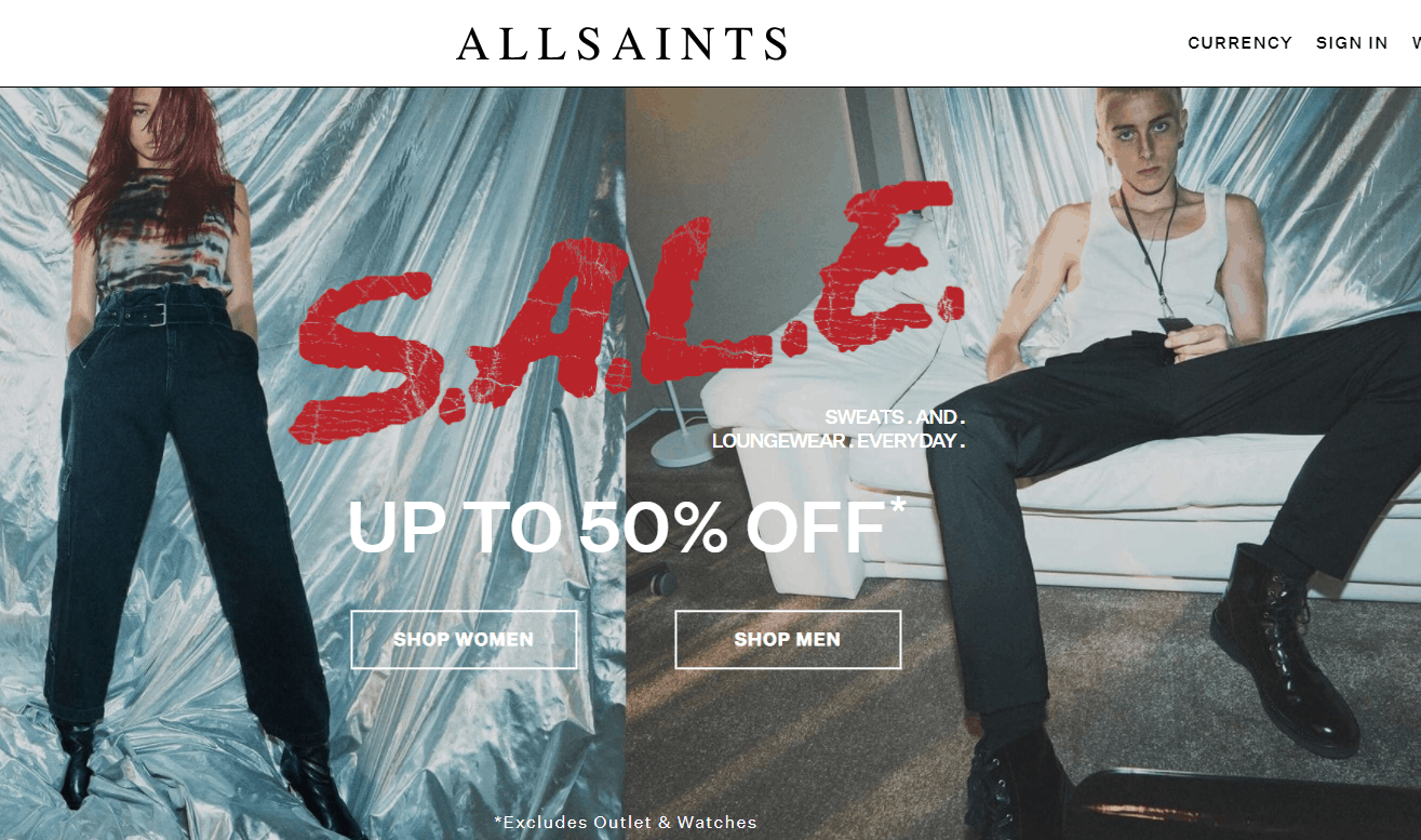 All Saints优惠码2026 allsaints美国官网折扣区服饰特卖低至5折+额外8折