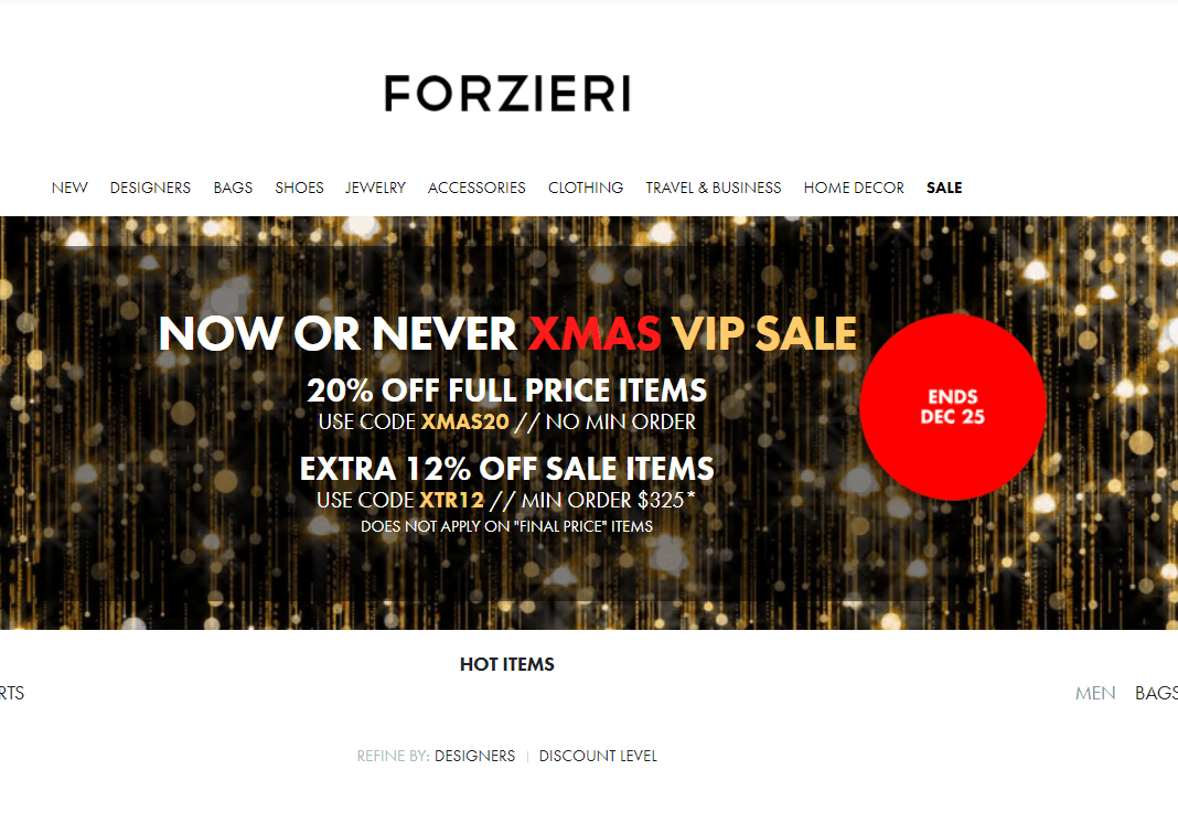 Forzieri折扣码2026 forzieri福喜利精选大牌热卖正价8折+折扣区额外8.8折
