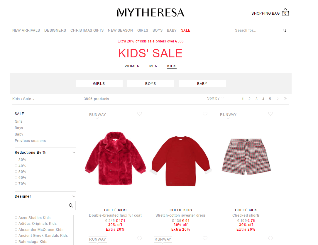 Mytheresa优惠码2026 mytheresa现有精选童装低至5折+额外8折促销满额免邮