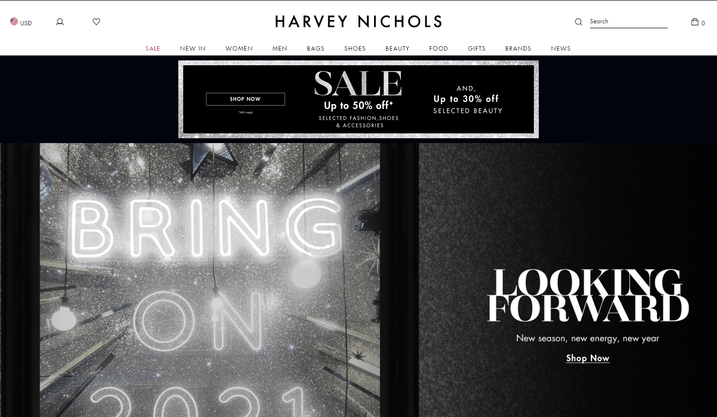 Harvey Nichols优惠码2026 harveynichols时尚类低至5折/美妆类低至7折促销美国定价优势