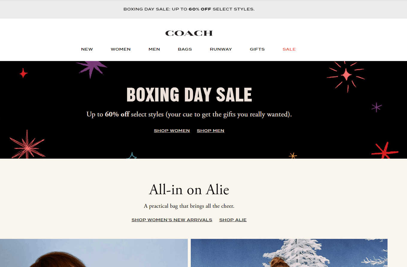 Coach折扣码2026 蔻驰英国官网Boxing day精选包袋低至4折促销山茶花仅£175