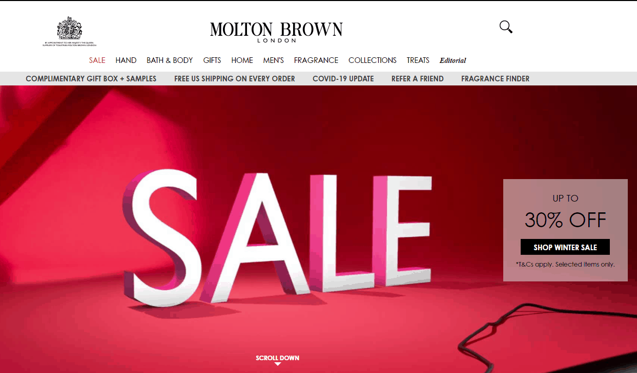 Molton Brown折扣码2026 摩顿布朗美国官网精选洗护产品低至7折促销美国境内免邮