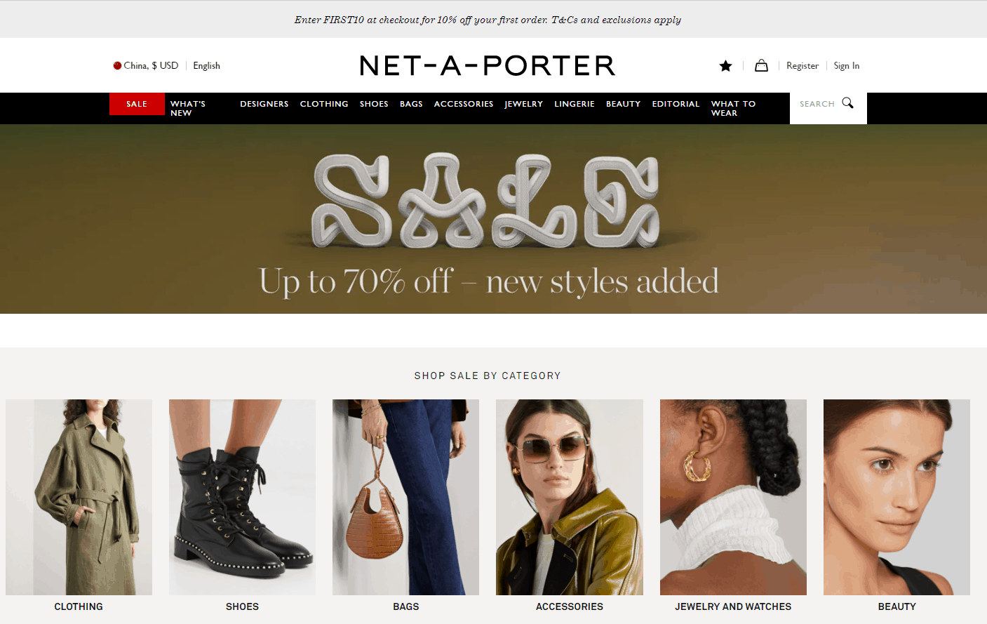 NET-A-PORTER优惠码2026 net a porter亚太站年末大促精选商品低至3折+额外9折促销满额免邮