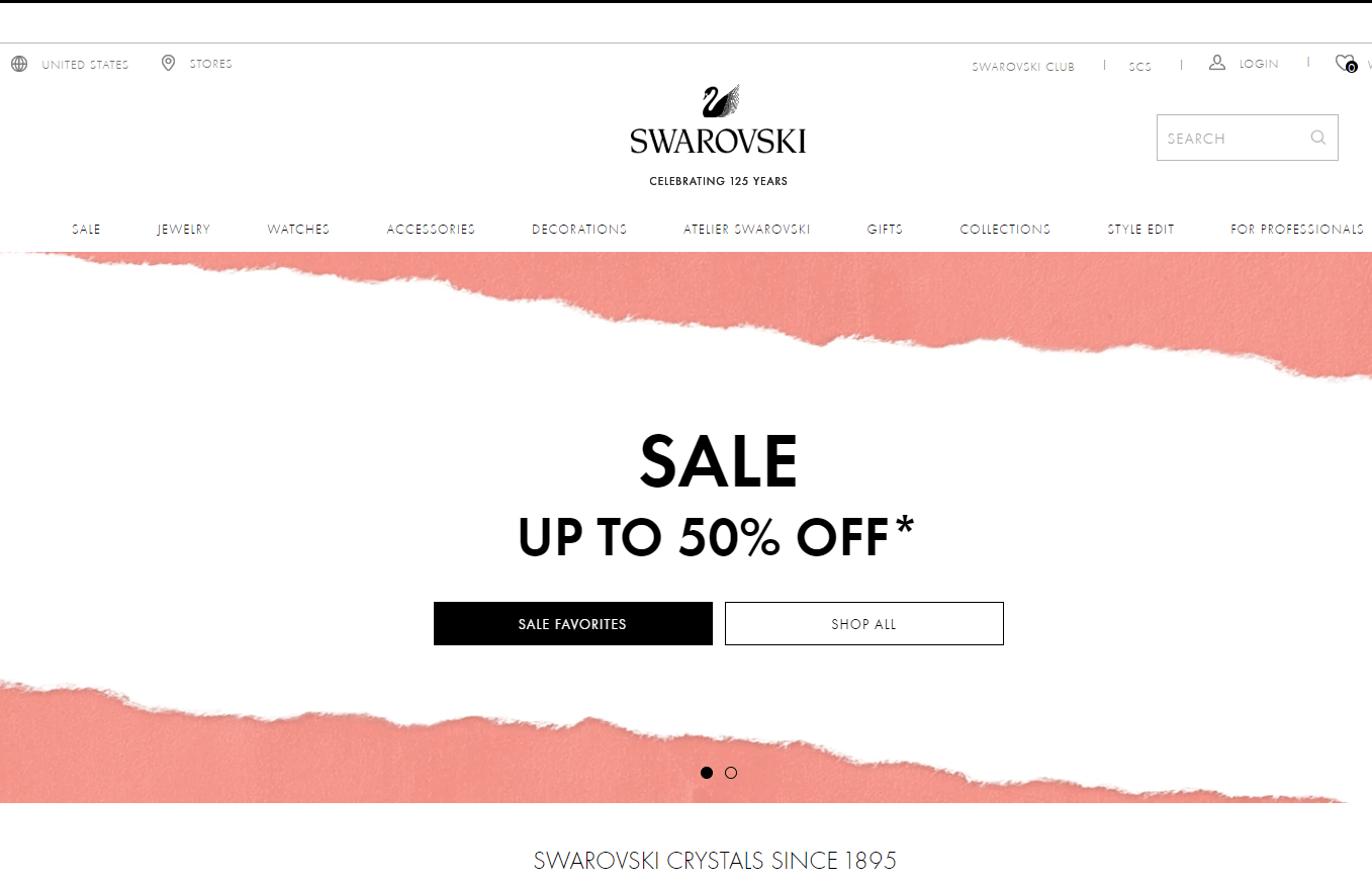 Swarovski折扣码2026 施华洛世奇美国官网精选折扣区饰品低至5折+最高额外85折促销美国免邮