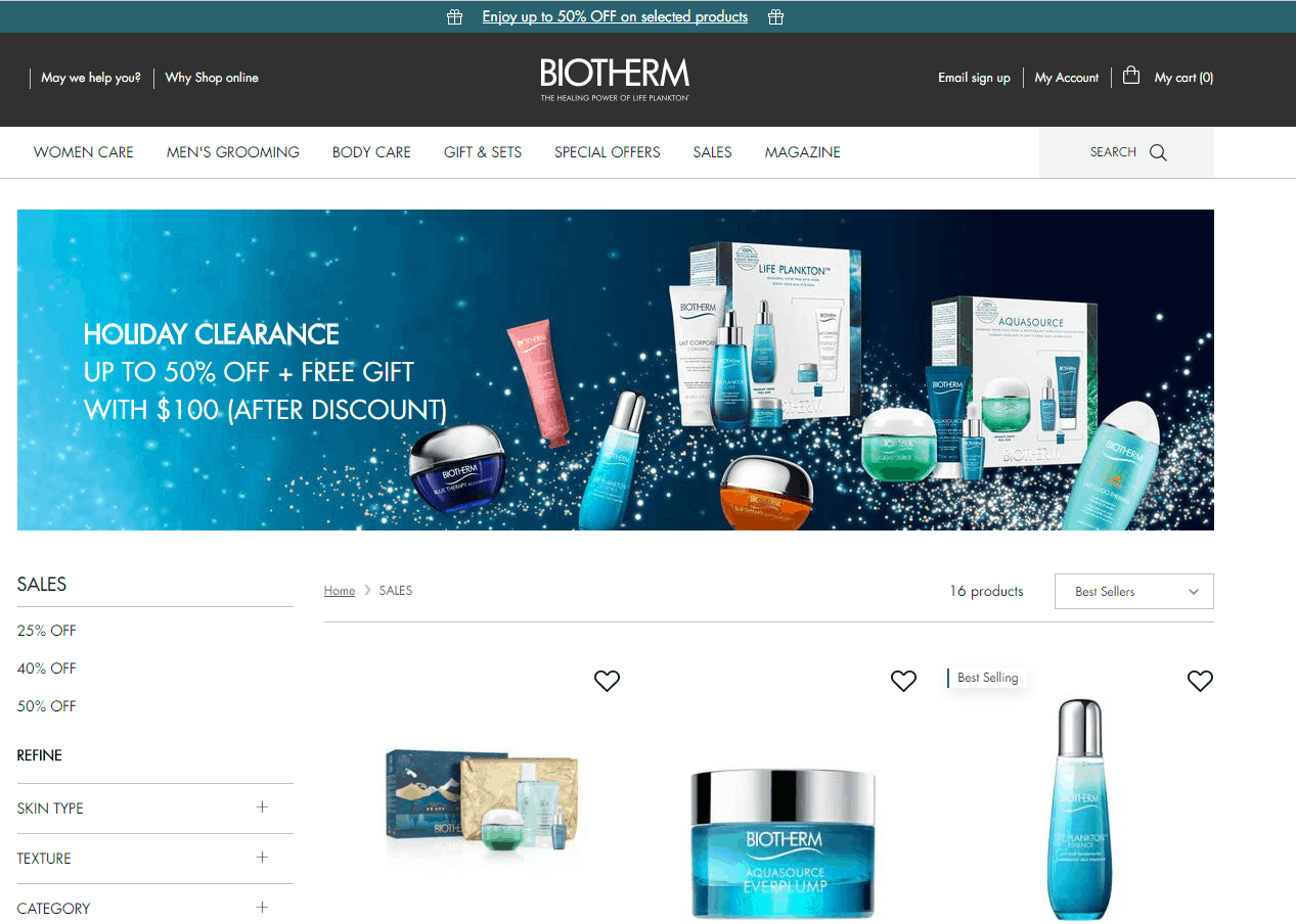 Biotherm折扣码2026 碧欧泉美国官网精选护肤美妆低至5折+满0送好礼满额免邮