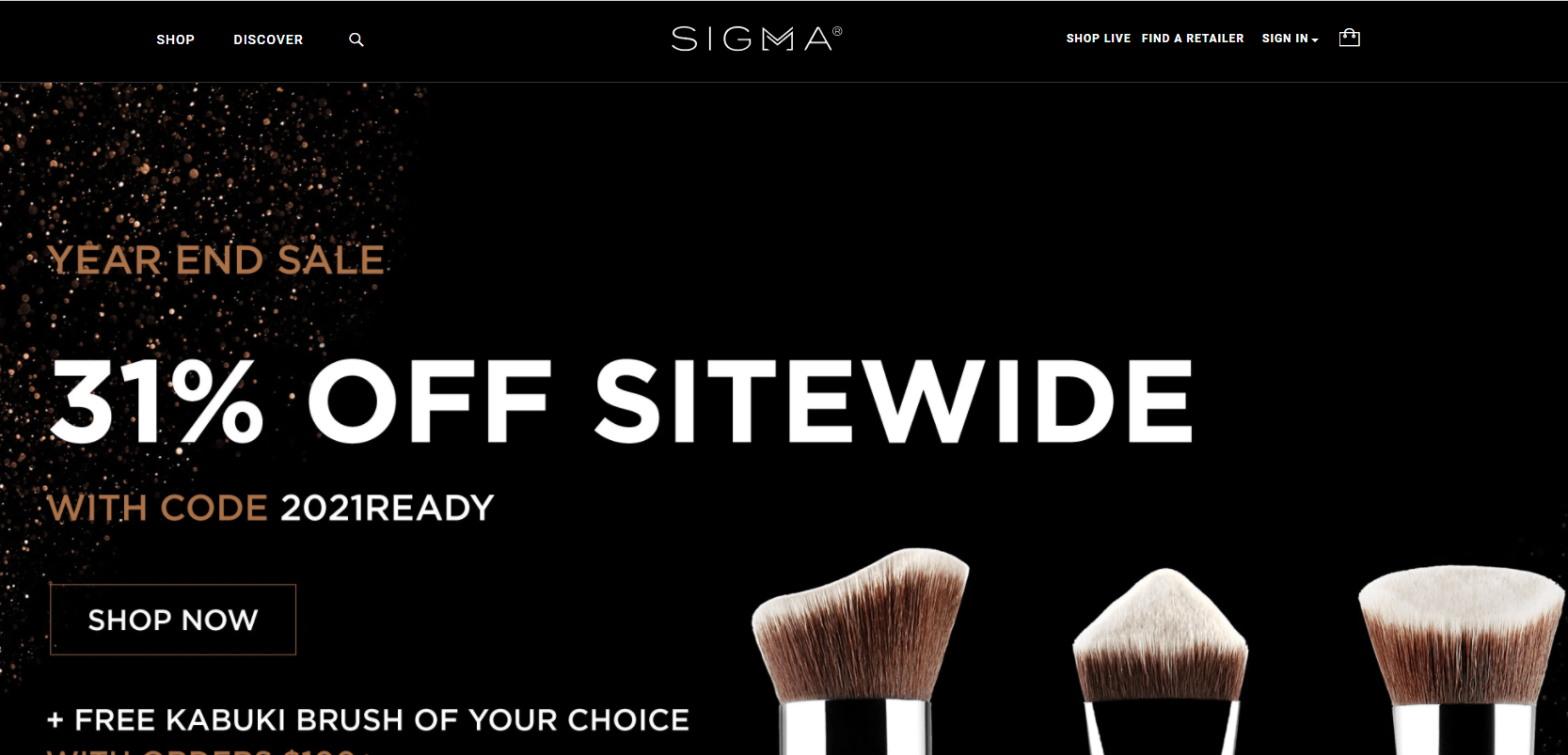 Sigma折扣码2026 Sigma Beauty美国官网精选刷具额外69折促销满0送自选化妆刷