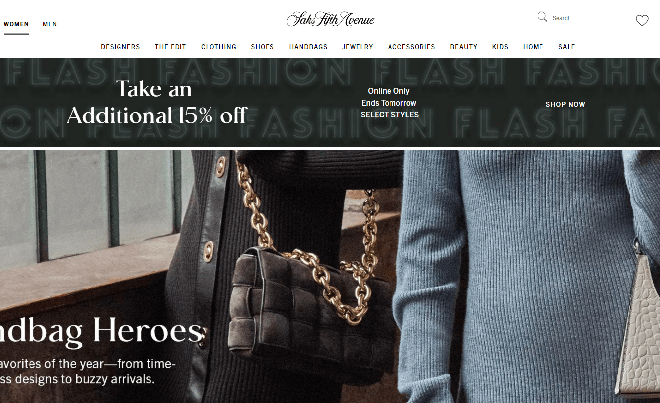 Saks Fifth Avenue折扣码2026 第五大道现有精选时尚大牌无门槛85闪促仅限一天