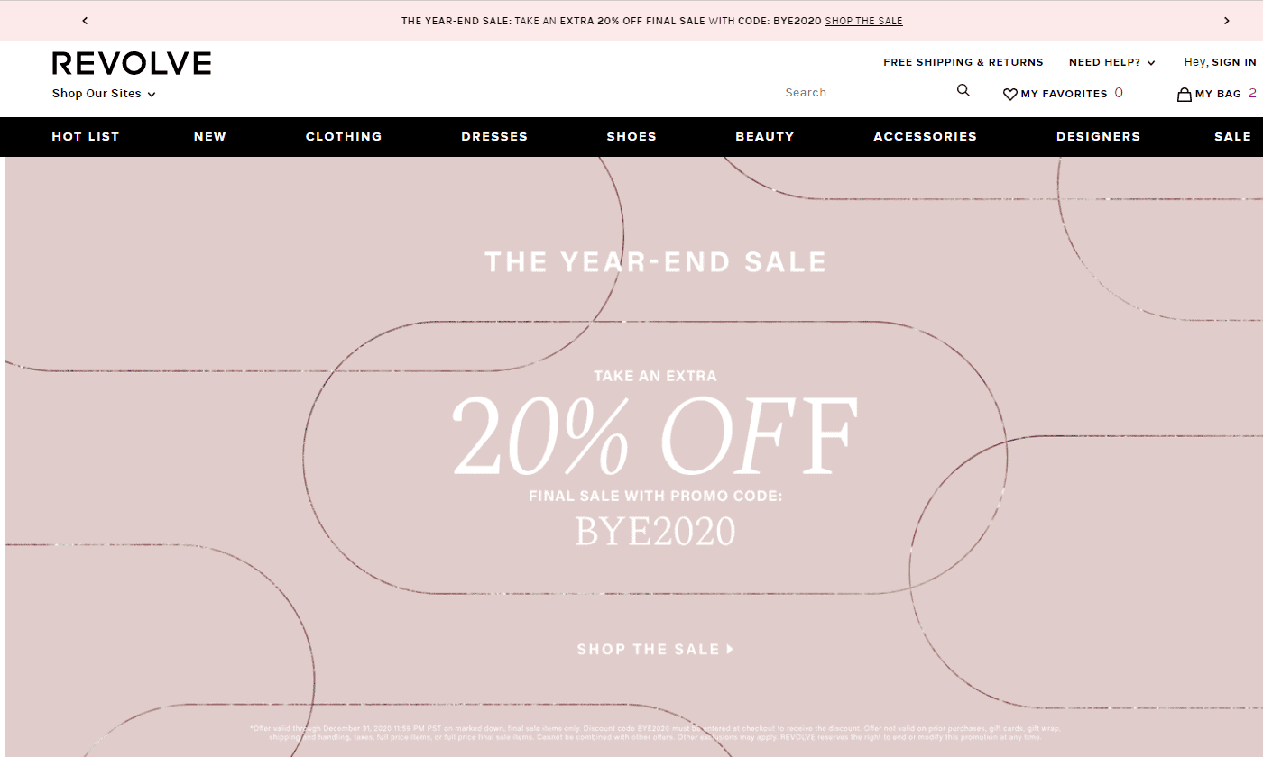 Revolve优惠码2026 revolveclothing现有精选商品低至4折+额外8折促销满额免邮