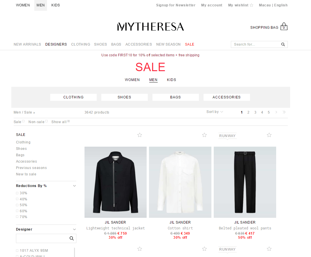 Mytheresa优惠码2026 mytheresa现有折扣区精选服饰低至4折+额外9折促销好价收大牌