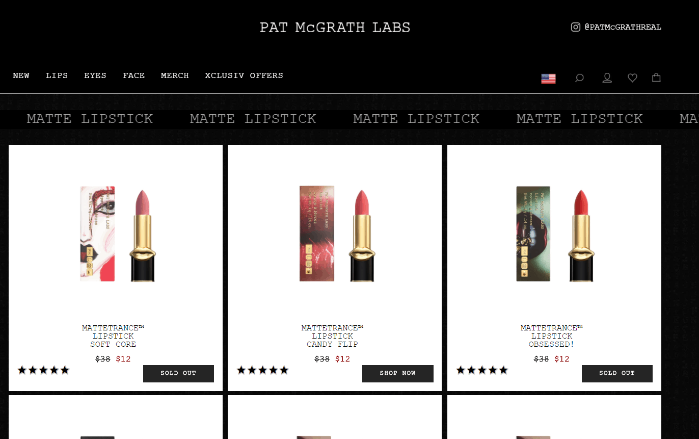 Pat Mcgrath Labs优惠码2026 patmcgrath美国官网精选唇膏、唇釉一律促销新人额外9折，美国免邮