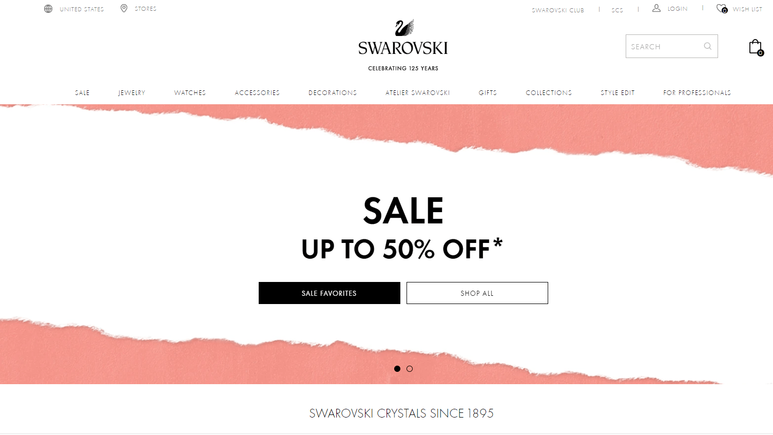 Swarovski折扣码2026 施华洛世奇美国官网精选折扣区饰品低至5折+最高额外85折促销美国免邮