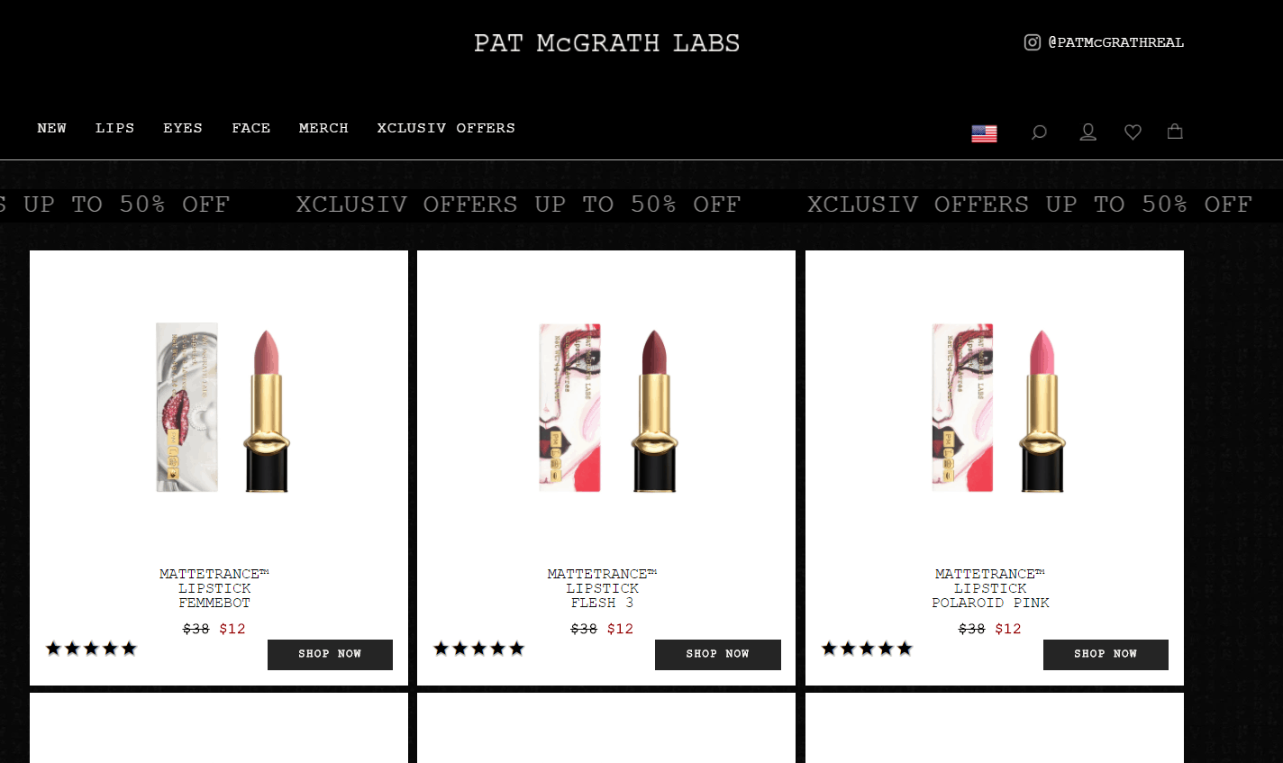 Pat McGrath Labs折扣码2026 patmcgrath美国官网精选彩妆低至5折+额外9折另有唇膏均一价