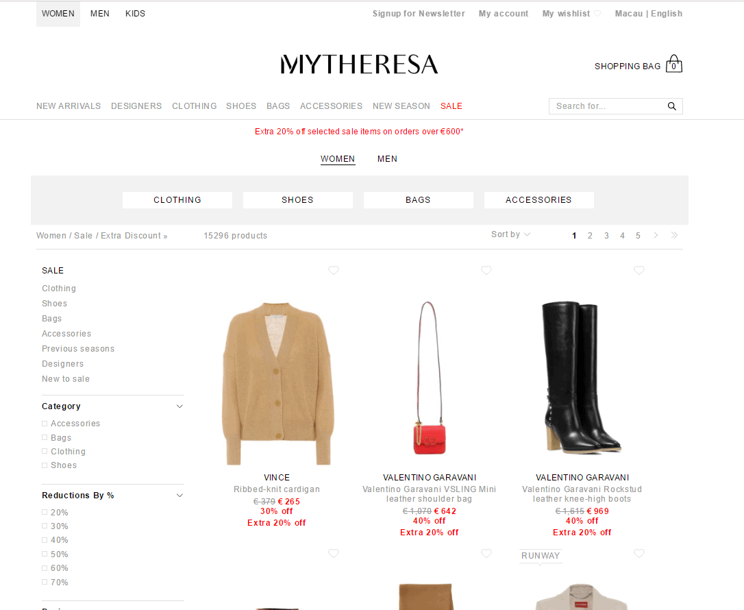 Mytheresa折扣码2026 mytheresa官网现有精选服饰低至4折+额外8折促销满额免邮