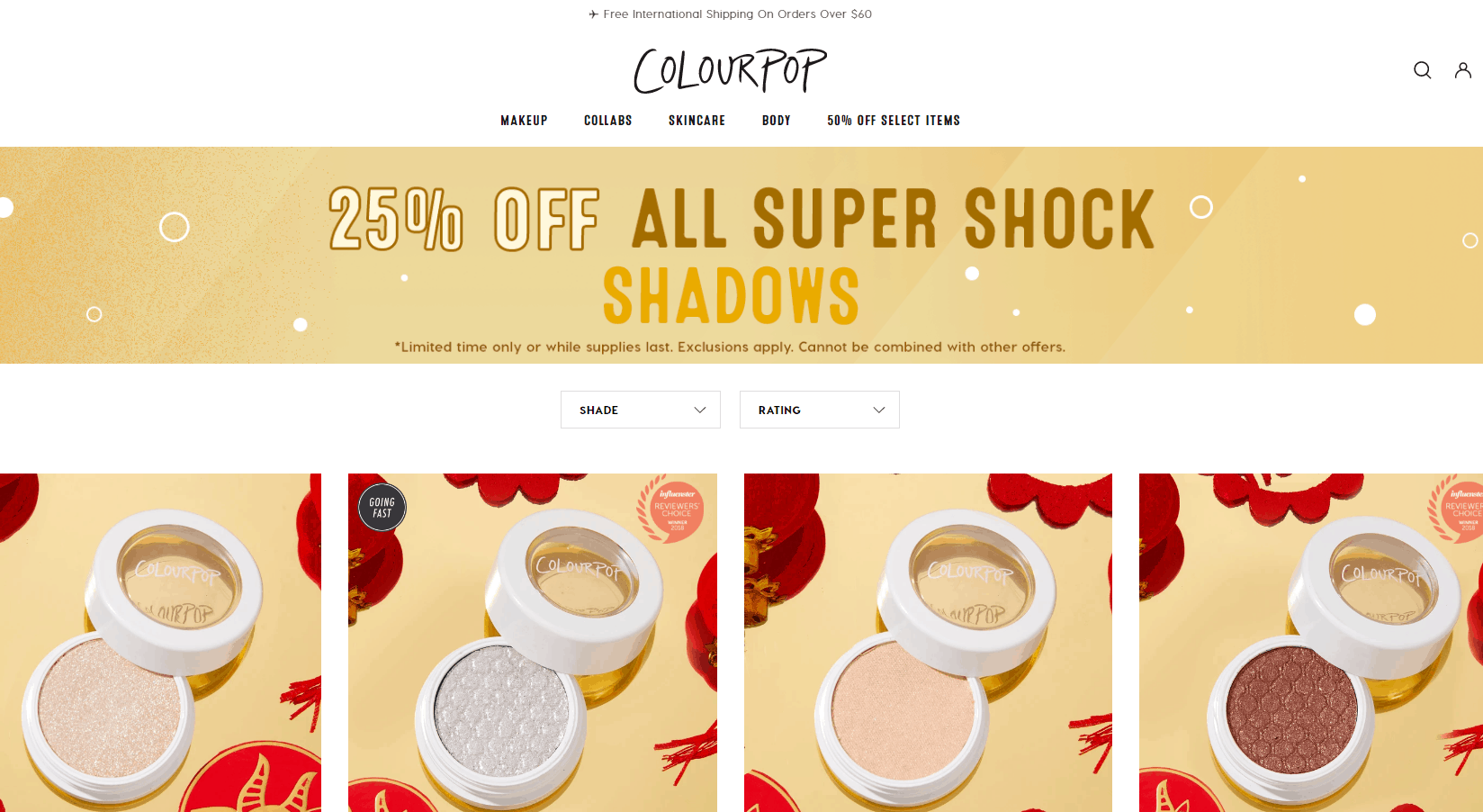 Colourpop优惠码2026 卡拉泡泡美国官网现精选眼影、高光等产品线上75折促销限时促销
