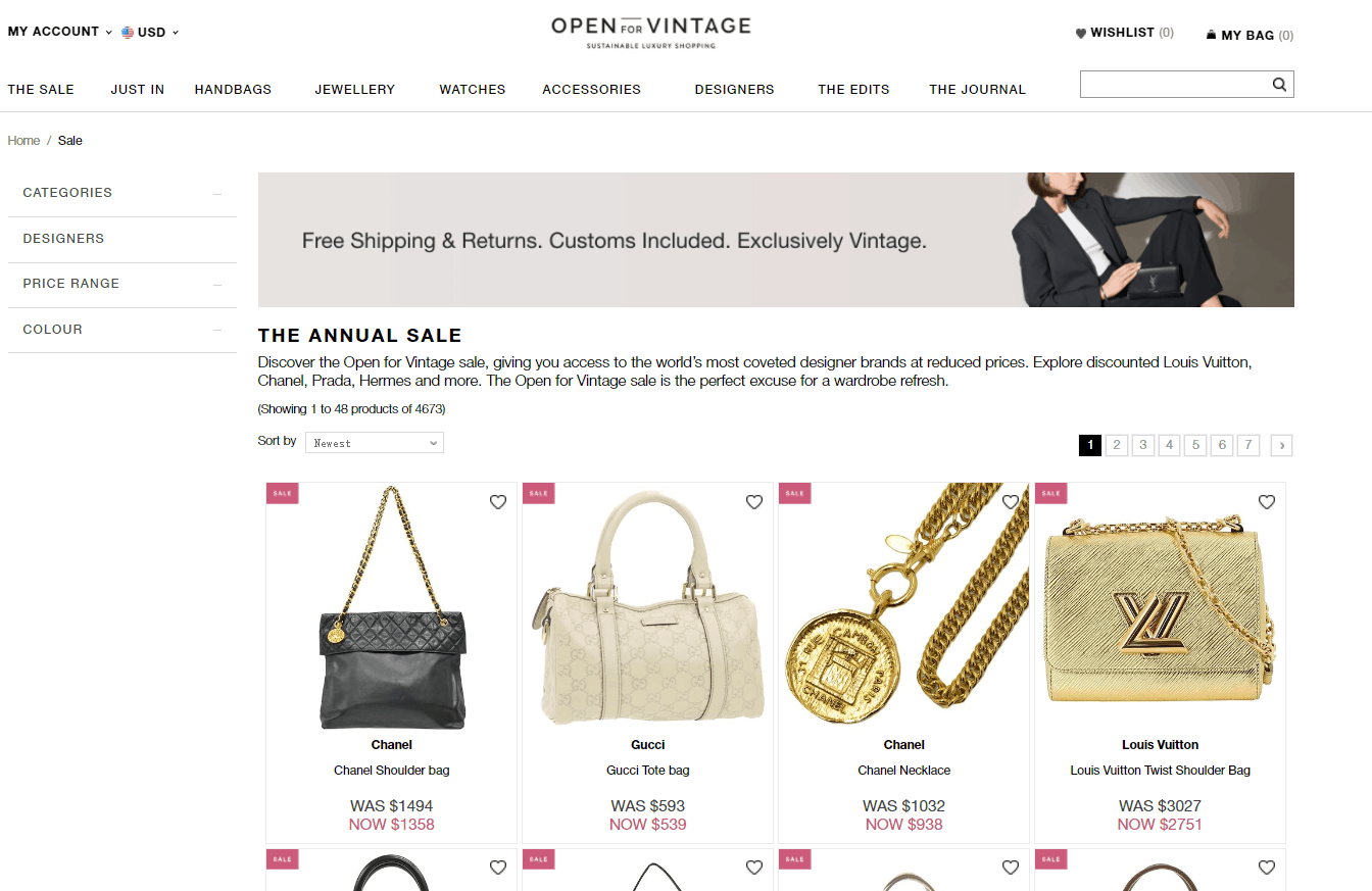 Open for Vintage折扣码2026 openforvintage美国官网现有多款大牌包袋至8折特卖可直邮中国