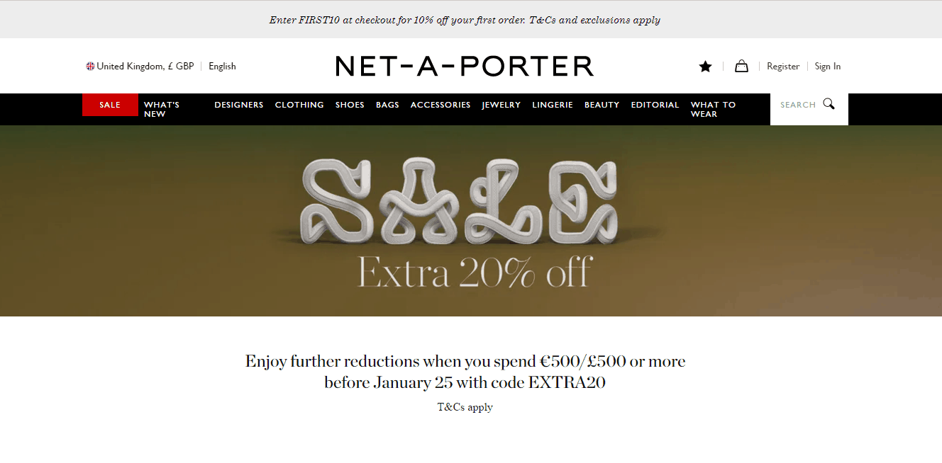NET-A-PORTER折扣码2026 net a porter英国官网年末大促低至3折+额外8折促销-图片1