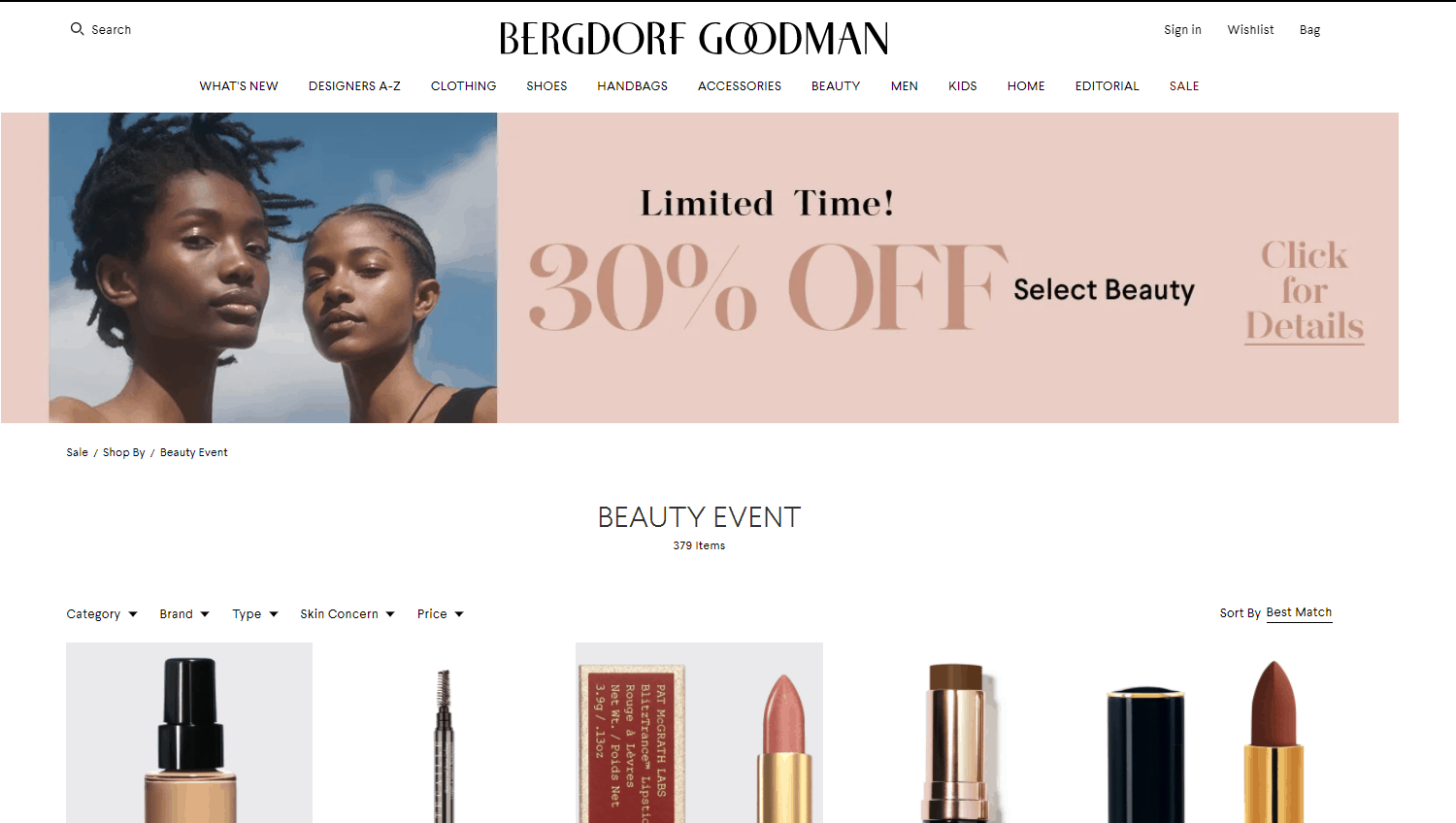 Bergdorf Goodman折扣码2026 BG美国官网现有精选美容护肤品7折促销收智妍面霜/科颜氏套组
