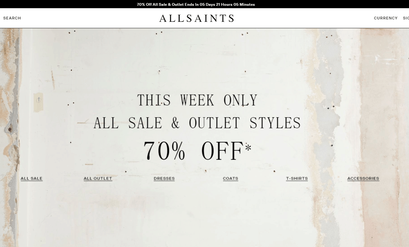 AllSaints折扣码2026 allsaints英国官网冬季大促精选商品低至3折促销满额免邮