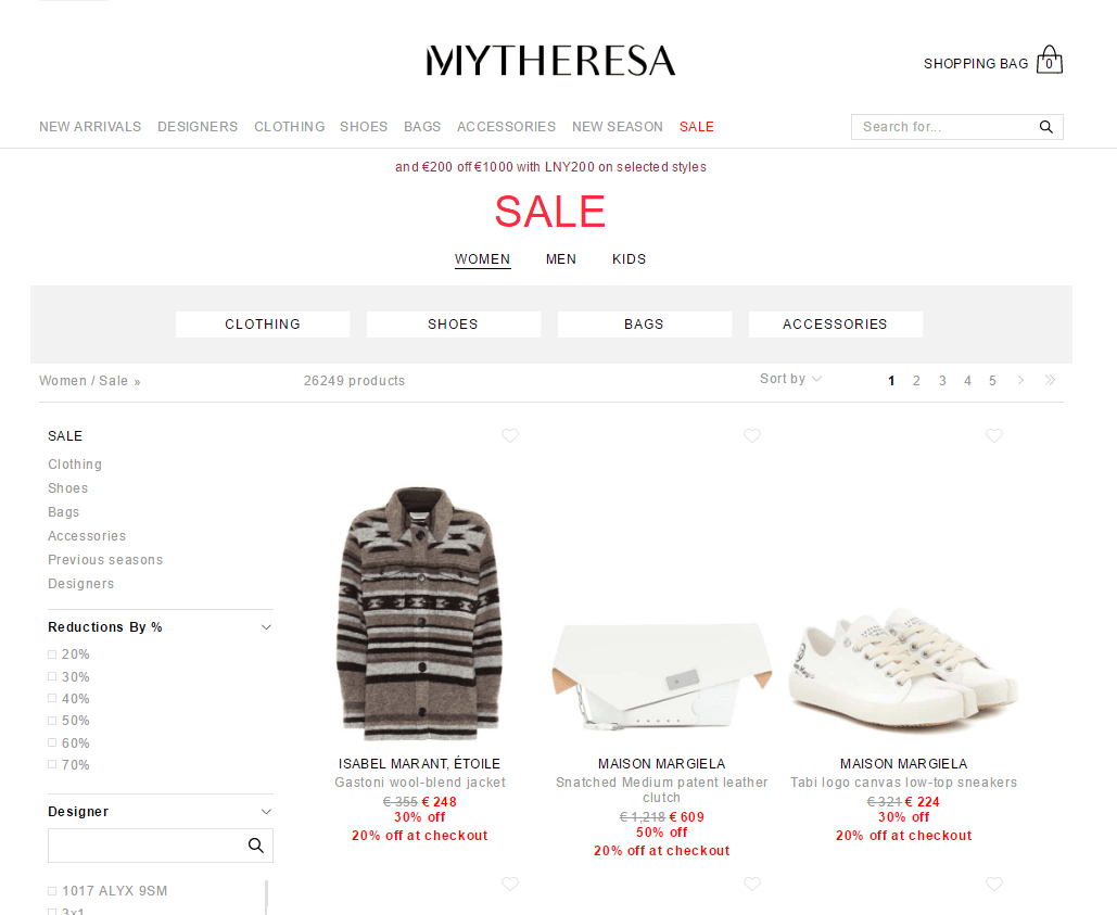 Mytheresa优惠码2026 mytheresa官网现有精选服饰低至3折+额外8折促销满额免邮