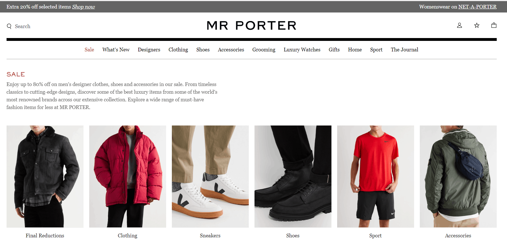 Mr.Porter折扣码2026 mrporter英国官网年末大促精选商品低至3折+额外8折特卖收好价BLCG